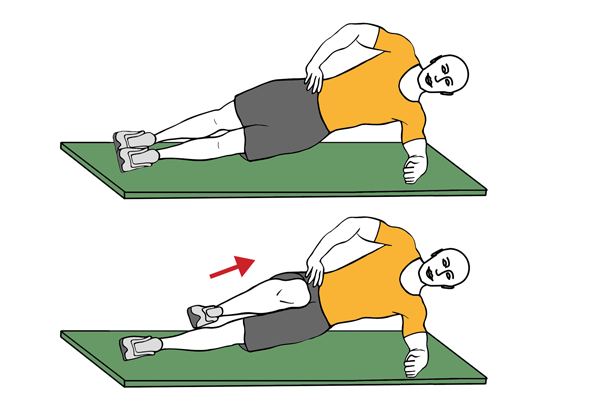 KNEE AND HIP FLEXION FROM SIDE PLANK